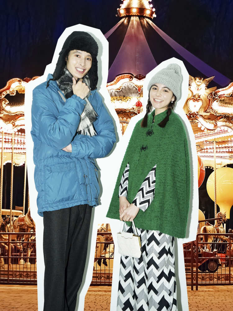 冬のお出かけはいつも、お気に入りの帽子と一緒に。彼と彼女の着回しコーデ