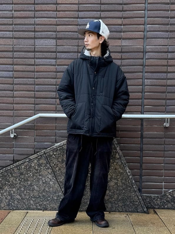 メンズのフライトキャップコーデ1