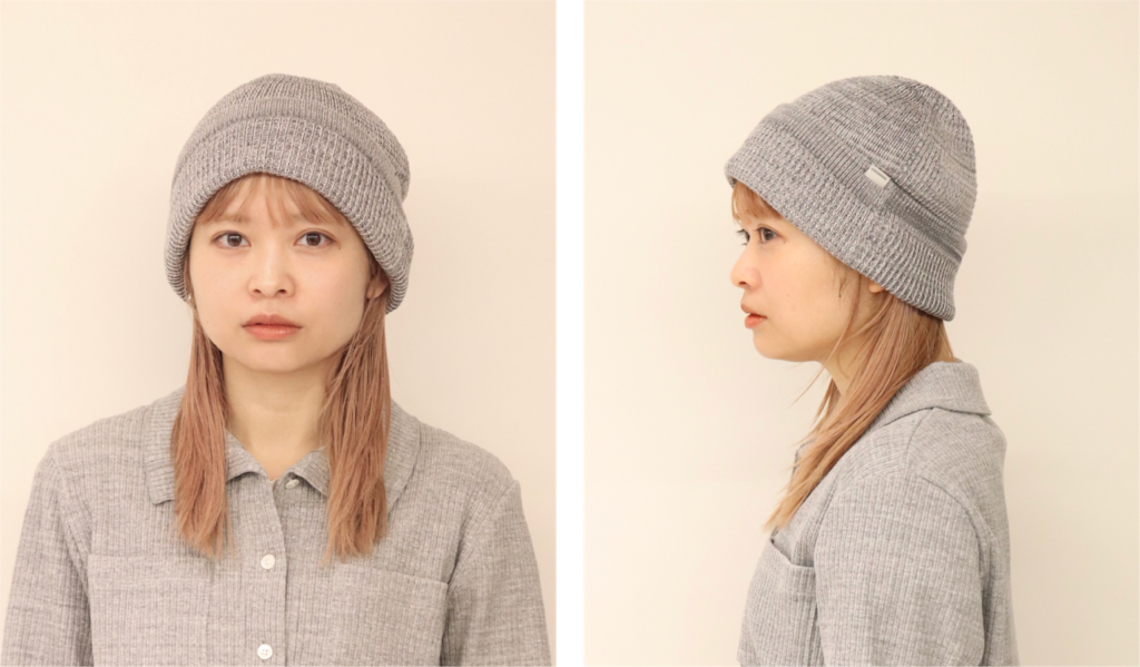 ビーニーを折り返してワッチとして着用