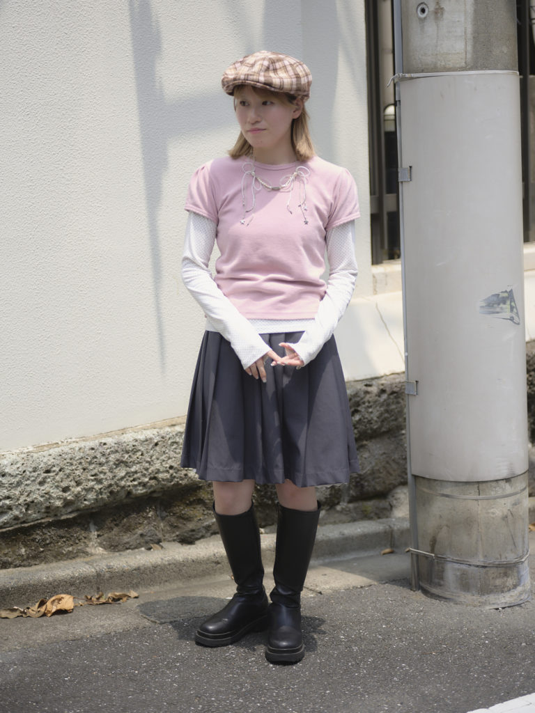 ピンク×チェックで楽しむ、秋のガーリースタイル1